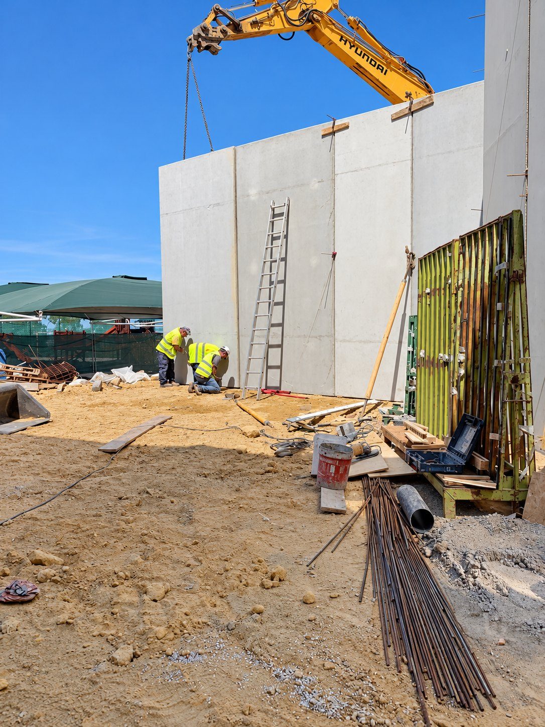 Precast panels being placed