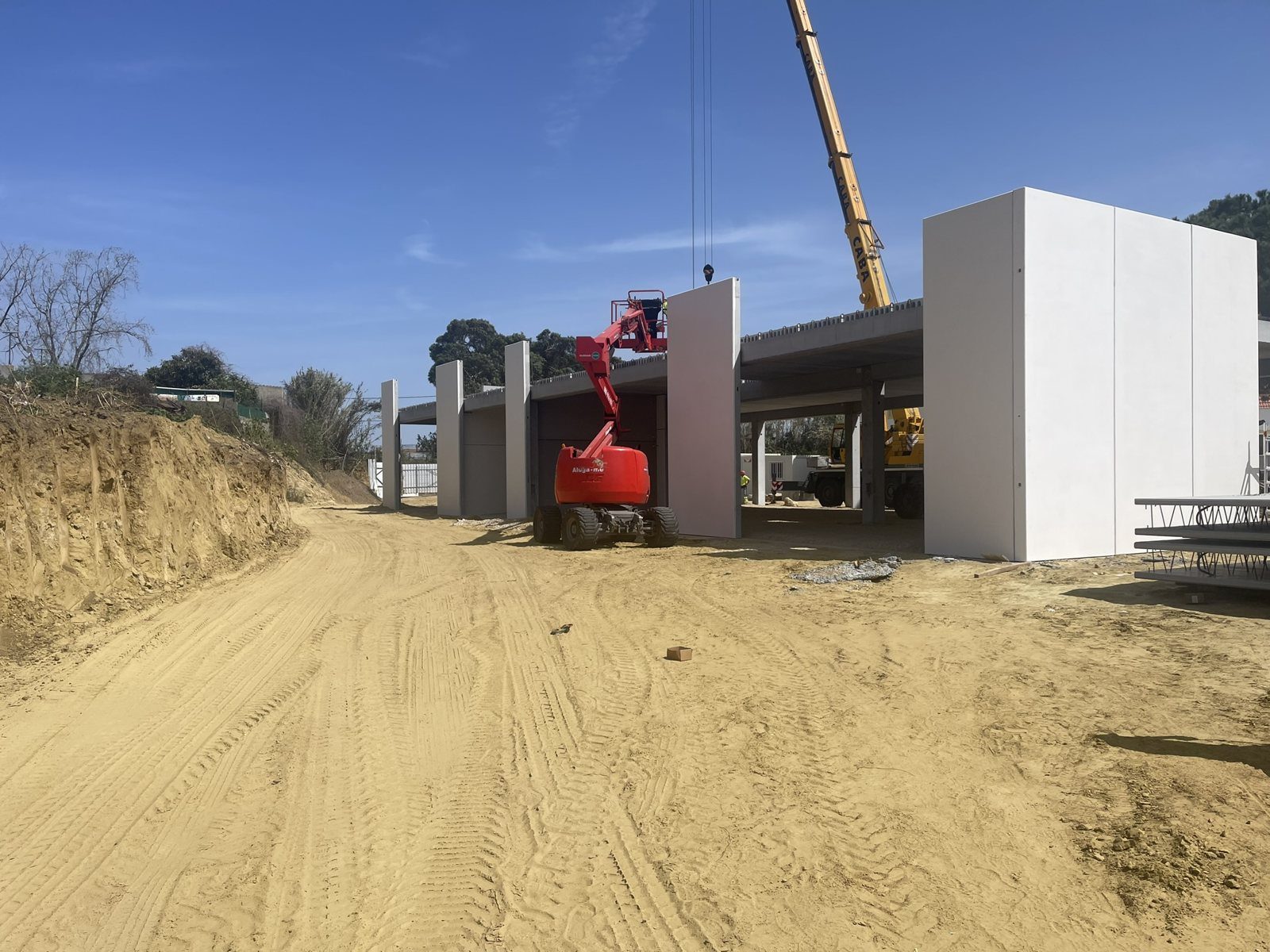 Precast panels being installed